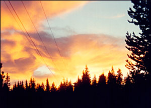 sunset, trillium lake